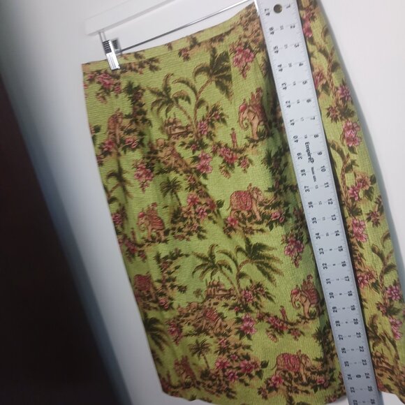 Sharon Young, SZ 12, 3 PC Suit, Skirt, Top & Jacket, Elephant & Palm Tree Print - Picture 15 of 16